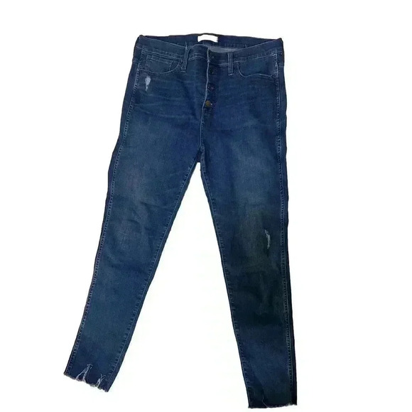 Madewell 10" High-Rise Skinny Crop Blue Jeans Button-Front Size 32 - Picture 1 of 6